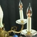 Vintage Capodimonte Chandelier, 1950s Italy, 5-Arm, Blue/Yellow/Red Flower Drops