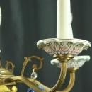 Vintage Capodimonte Chandelier, 1950s Italy, 5-Arm, Blue/Yellow/Red Flower Drops