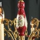 Vintage Italian Capo-Style 6-Arm Ceramic Chandelier in a Rose Red Majolica Glaze