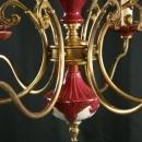 Vintage Italian Capo-Style 6-Arm Ceramic Chandelier in a Rose Red Majolica Glaze