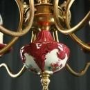 Vintage Italian Capo-Style 6-Arm Ceramic Chandelier in a Rose Red Majolica Glaze