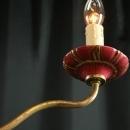Vintage Italian Capo-Style 6-Arm Ceramic Chandelier in a Rose Red Majolica Glaze