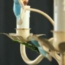 Vintage 1950 French Chandelier, Shabby Elegance/Cottage, Blue Flowers, 3 Arms