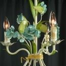Vintage French Chandelier, 3 Arms, Shabby/Cottage, Blue Roses/Green Leaves