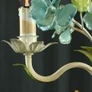 Vintage French Chandelier, 3 Arms, Shabby/Cottage, Blue Roses/Green Leaves