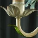 Vintage French Chandelier, 3 Arms, Shabby/Cottage, Blue Roses/Green Leaves