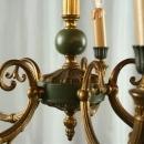 Vintage French Neoclassical Style Chandelier, 5 Arms, Metal, Green Paint/Gold
