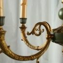 Vintage French Neoclassical Style Chandelier, 5 Arms, Metal, Green Paint/Gold