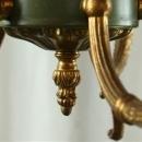 Vintage French Neoclassical Style Chandelier, 5 Arms, Metal, Green Paint/Gold