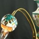 Vintage 1960 5-Arm Chandelier from Belgium, Brass, Ceramic, Aqua/Gold Accents