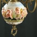 Large Vintage Capodimonte Style Chandelier, 6 Metal Arms, Cherubs/Putti, Pastels