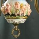 Large Vintage Capodimonte Style Chandelier, 6 Metal Arms, Cherubs/Putti, Pastels