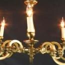 Vintage 1950 French Brass Chandelier, 8 Arms, Traditional Styling, Candles