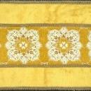 Small Vintage French Table Runner Doily Mustard Yellow Gold Velvet Brocade