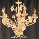 Petite Vintage French Country Painted Chandelier, 5 Arm, White/Pink, Cottage
