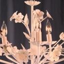 Petite Vintage French Country Painted Chandelier, 5 Arm, White/Pink, Cottage