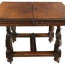 Antique Dining Table, France 1880, Brittany Fine Carved Chestnut, Figurine Legs