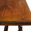 Antique Dining Table, France 1880, Brittany Fine Carved Chestnut, Figurine Legs