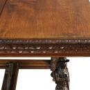 Antique Dining Table, France 1880, Brittany Fine Carved Chestnut, Figurine Legs