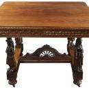 Antique Dining Table, France 1880, Brittany Fine Carved Chestnut, Figurine Legs