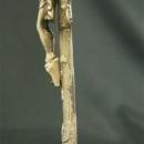 1920 Crucifix Art Nouveau Metal Oak Leaf Motif Jesus Christ Standing 15-203