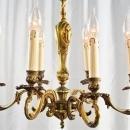 Antique French Rococo Chandelier, Orig for Wax Candles, 6 Arms, Heavy Cast Metal