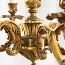 Antique French Rococo Chandelier, Orig for Wax Candles, 6 Arms, Heavy Cast Metal