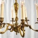 Antique French Rococo Chandelier, Orig for Wax Candles, 6 Arms, Heavy Cast Metal