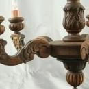 Large Vintage French Oak Barley Twist Chandelier, 5 Arms, Renaissance Style