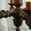 Large Vintage French Chandelier, Dark Oak, Carved, Hunting Style