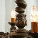 Large Vintage French Chandelier, Dark Oak, Carved, Hunting Style