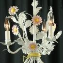 Newer Vintage French Daisy Chandelier, Shabby Style, White/Pink, 3 Arms