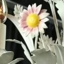 Newer Vintage French Daisy Chandelier, Shabby Style, White/Pink, 3 Arms