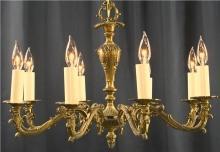Vintage French Rococo Chandelier, 8-Arm, Ornate, Grape Finial, Medium Size