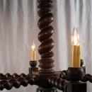 Large French Antique Chandelier, Oak Barley Twist, 6 Arms, Hunting Style