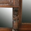 Large Antique Buffet 1880, Mechelen Carved Oak, Tavern Scenes, Stag/Lion/Gryphon