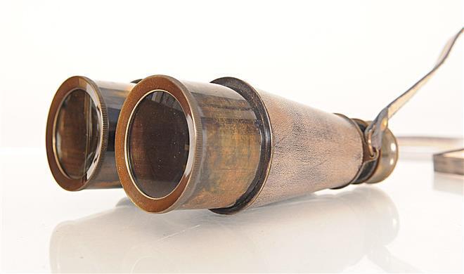 Binoculars Wood Box Leather Overlay New OM-139