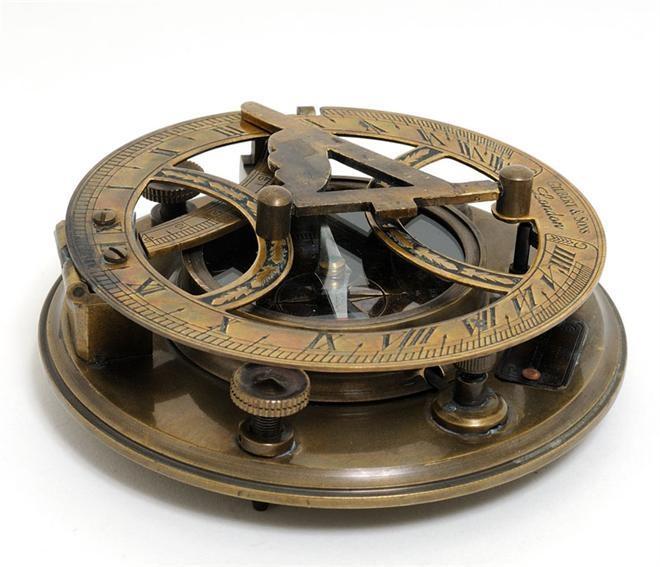 New Large Compass Wood Box Sundial OM-