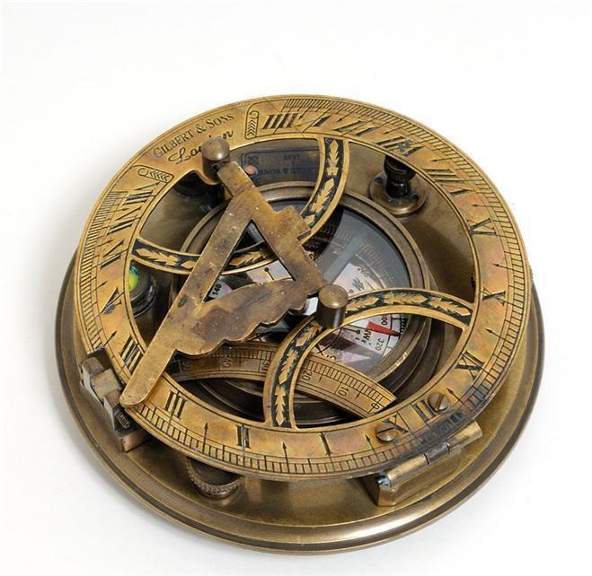 New Large Compass Wood Box Sundial OM-