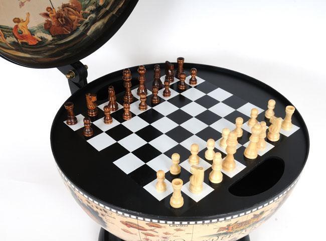 Globe 13-Inch White Wood Base New With Chess
