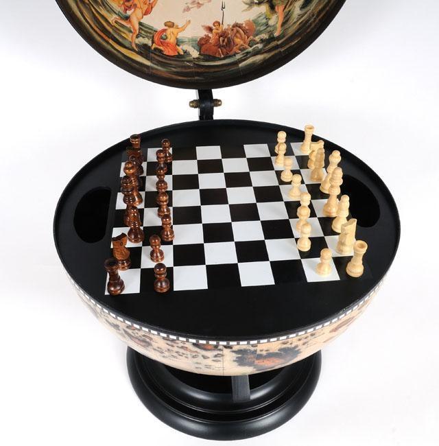 Globe 13-Inch White Wood Base New With Chess