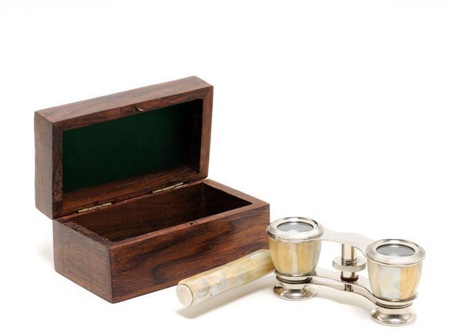 New Opera Glasses Wood Box Mother of Pearl