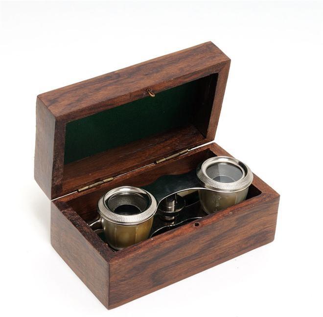 New Opera Glasses Wood Box Mother of Pearl