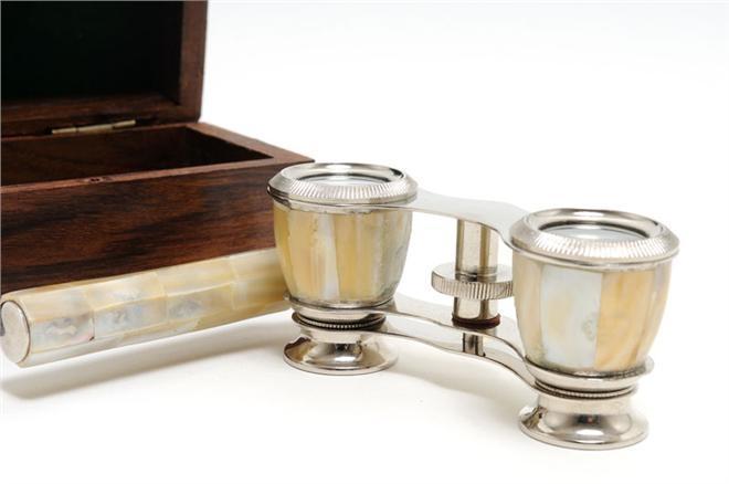 New Opera Glasses Wood Box Mother of Pearl