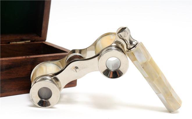 New Opera Glasses Wood Box Mother of Pearl