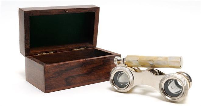 New Opera Glasses Wood Box Mother of Pearl