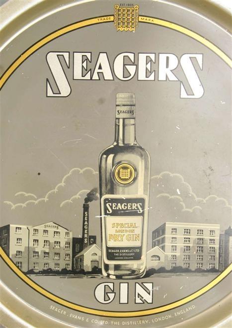 Tray Seagers Gin Barware Advertising Tin