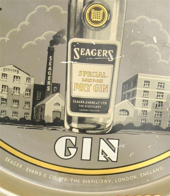 Tray Seagers Gin Barware Advertising Tin