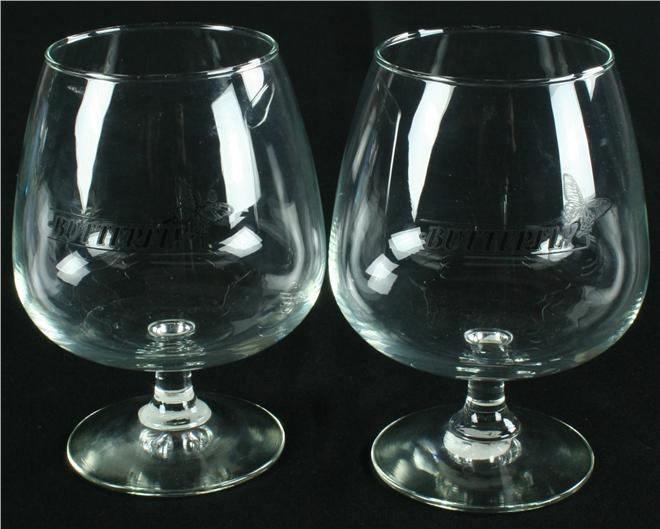 Beer Glasses Butterfly Barware Pair Dimpled