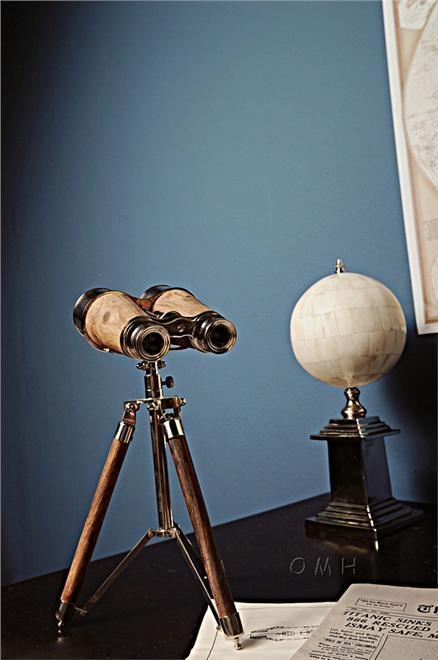 Binoculars Victorian Nickel Brass Wood New